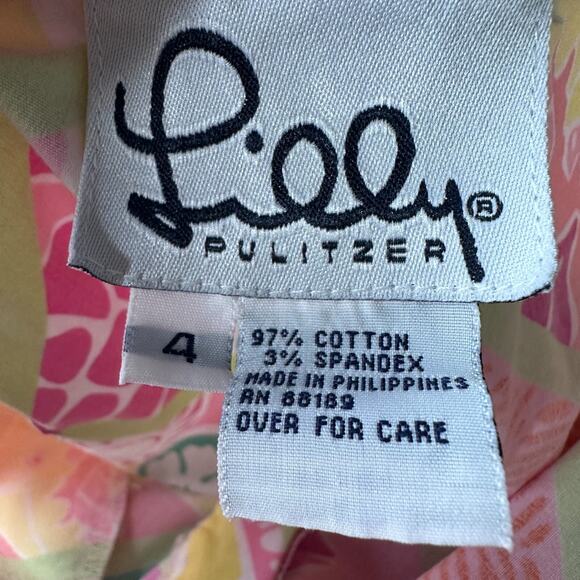 Vintage Lilly Pulitzer Capri Pants Women 4 Pink Diamond Head Patch Hula Monkey - Picture 5 of 8